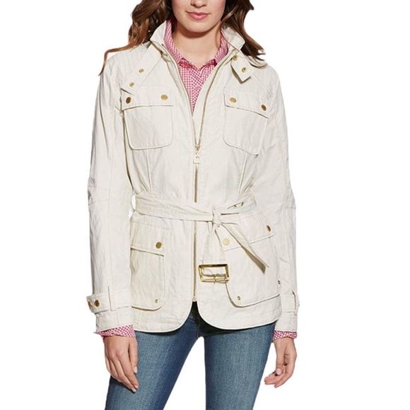 Ariat Furlough Waterproof Insulated Navy Blue Belted Jacket.Sz Medium EUC - Picture 2 of 16